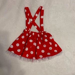 Minnie Mouse suspenders dress Sz 12 months EUC